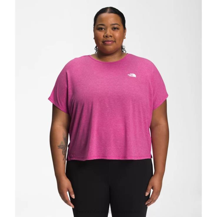 HLH084947 fuchsiovo ružová The North Face dámske plus wander crossback krátky rukáv