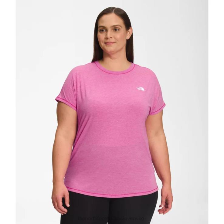 HLH085851 fuschia ružová The North Face dámske plus wander krátky rukáv s rozparkom