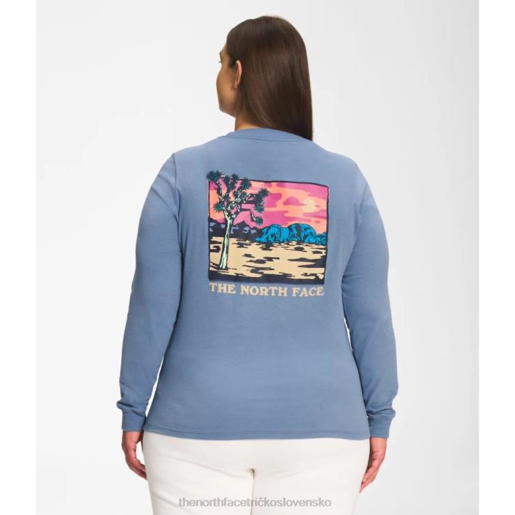 HLH086193 ľudová modrá The North Face dámske tričko s dlhým rukávom s grafickým vstrekovaním