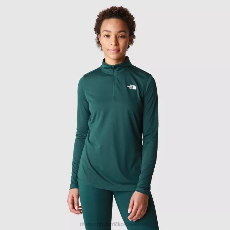 HLH082189 zelená The North Face dámsky top s dlhým rukávom na 1/4 zips
