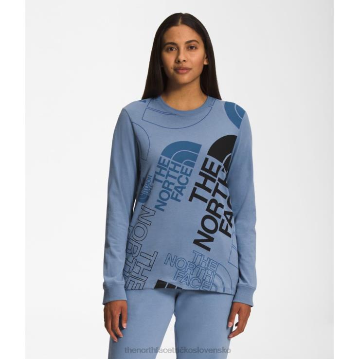 HLH085507 ľudová modrá The North Face dámske tričko s dlhým rukávom s grafickým vstrekovaním