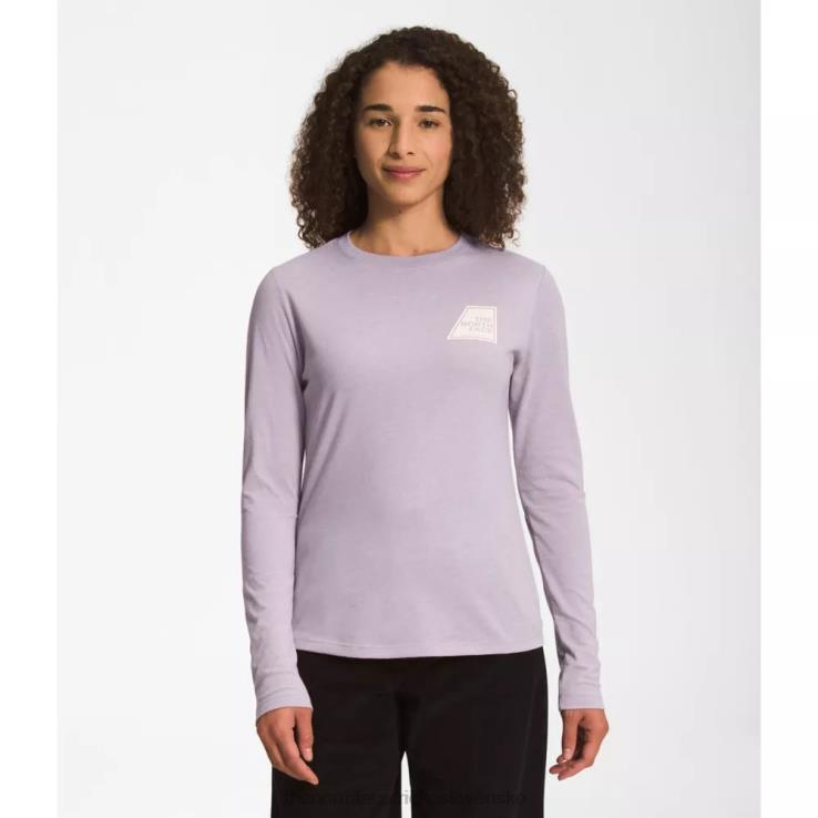 HLH085538 levanduľová hmla The North Face dámske tričko s dlhým rukávom, tri zmesové logo značky