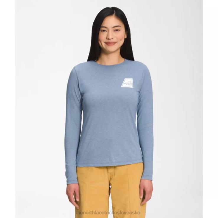 HLH085539 ľudová modrá The North Face dámske tričko s dlhým rukávom, tri zmesové logo značky