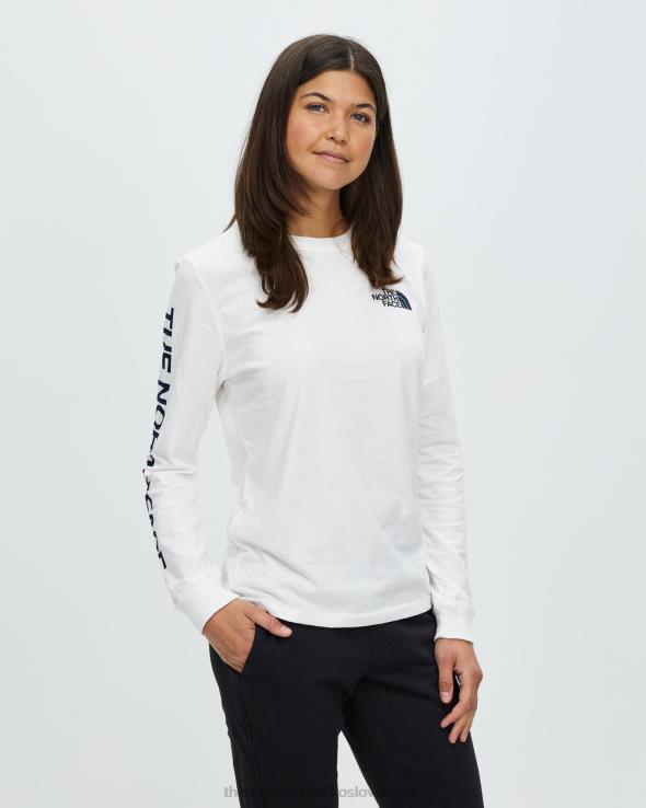 HLH087261 biely čierny The North Face hrdé tričko značky s dlhým rukávom
